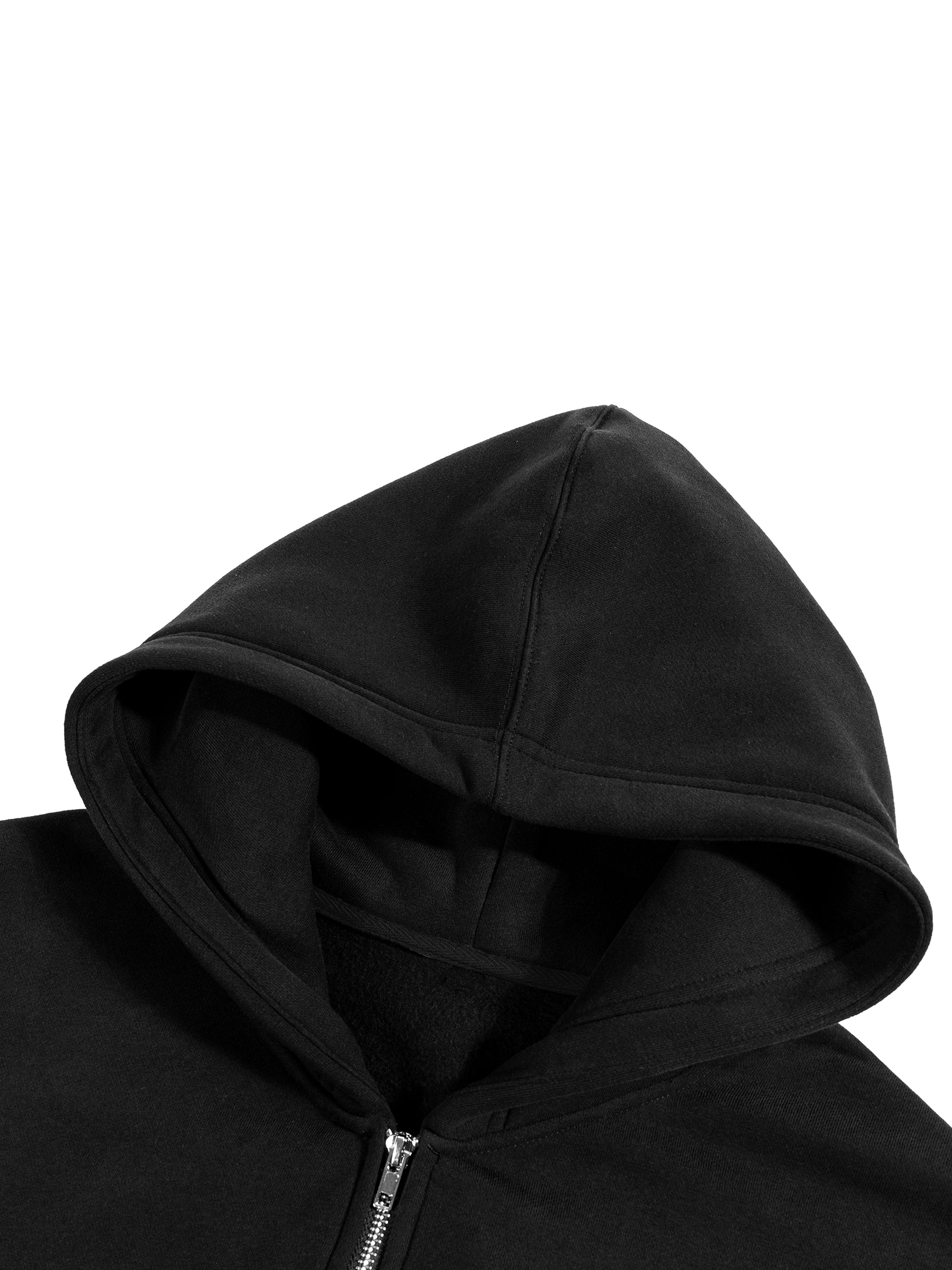 Fleece Zip-Up Boxy Hoodie - (GOD GOAT)